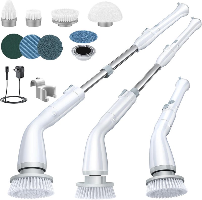 LABIGO Electric Spin Scrubber, Cordless Cleaning Brush Scrubber with 7 Replaceable Brush Heads and Adjustable Extension Handle, IPX7 Waterproof Power Cleaning Brush for Bathroom Tub Floor Tile Shower - Image 1